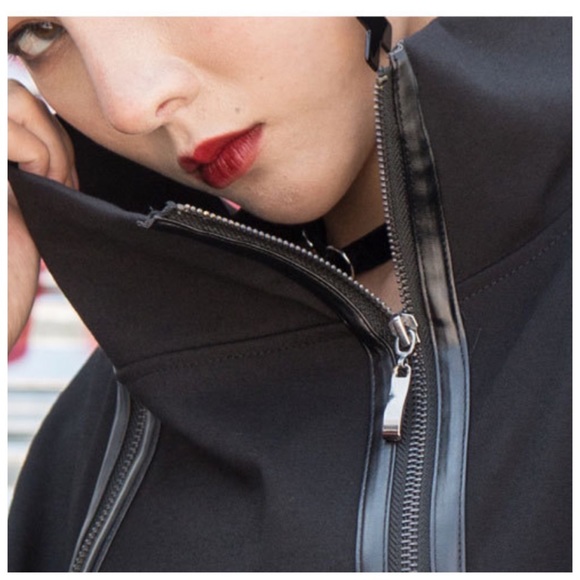 The HYLMA Vegan Leather Accent Zipper Top - Picture 4 of 14